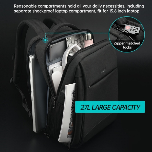 Tigernu Anti-theft Men's Travel Backpack 15.6 inch Laptop Backpack For Teenager USB Charging College School Backpacks - Image 3