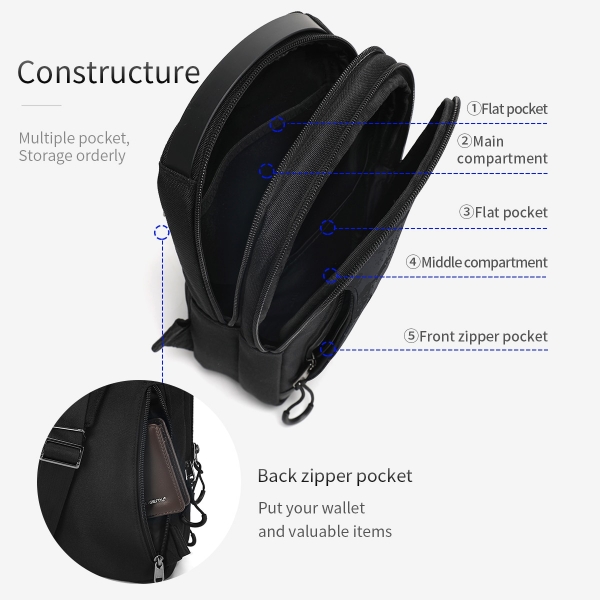 Tigernu Men's Chest Bag 9.7 inch Tablet Street Style Shoulder Bag Casual Sling Bag Short Trip Travel Crossing Pack for Teenager - Image 4