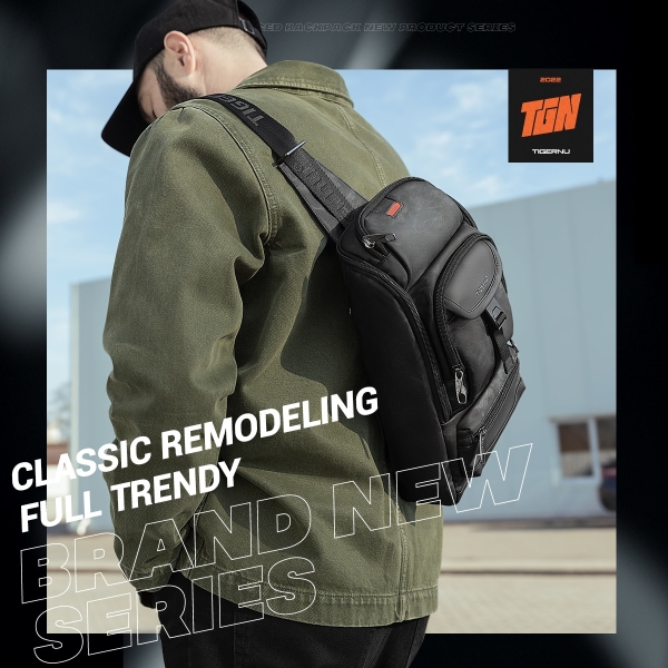 Tigernu New Fashion Multi-Pocket Large Capacity Chest Bags With Innovative Zipper Design Splash-proof Shoulder Bag - Image 2
