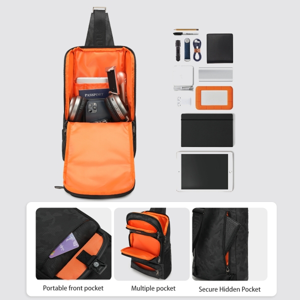 Tigernu New Fashion Multi-Pocket Large Capacity Chest Bags With Innovative Zipper Design Splash-proof Shoulder Bag - Image 5