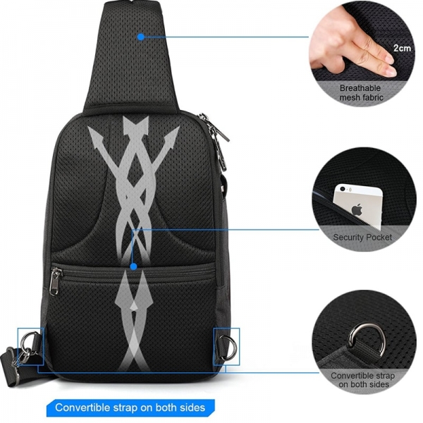 Tigernu Anti-theft Mens Chest Bag Crossbody Casual Waterproof Sling Bag Messenger Bag Fit 9.7" IPad for Teenager - Image 4