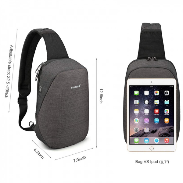 Tigernu Anti-theft Mens Chest Bag Crossbody Casual Waterproof Sling Bag Messenger Bag Fit 9.7" IPad for Teenager - Image 5