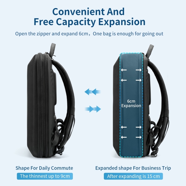 TIGERNU Men's Business Backpack 15.6" Expandable Laptop Thin Backpack Fashion Anti-theft Bag - Image 2