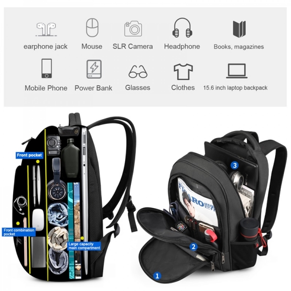 TIGERNU Backpack 15.6' Laptop Backpack Anti-Theft Backpack Bag College Waterproof Schoolbag Travel Bag - Image 2