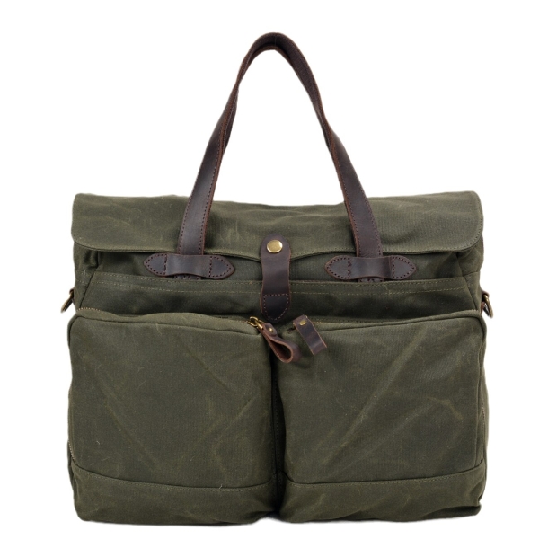 Vintage Soft Oil Wax Canvas Travel Briefcase Leisure Bag Fashion Large Capacity Briefcase Portable Messenger Bag - Image 2