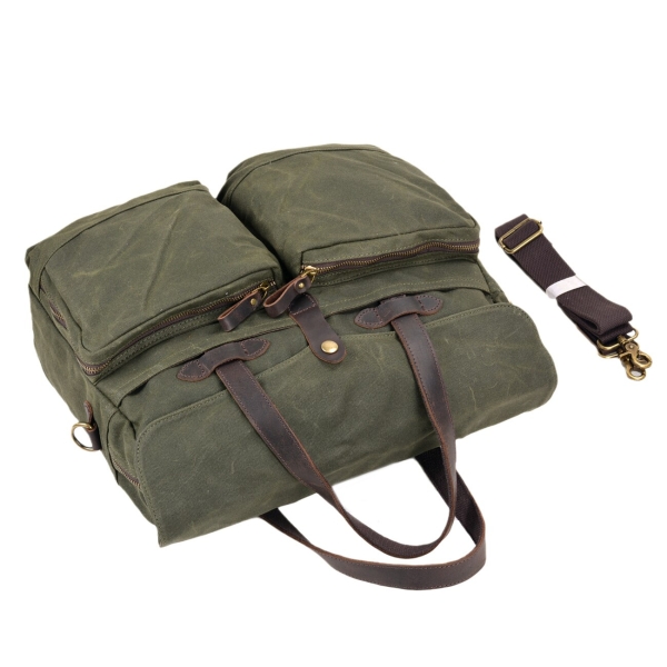 Vintage Soft Oil Wax Canvas Travel Briefcase Leisure Bag Fashion Large Capacity Briefcase Portable Messenger Bag - Image 5