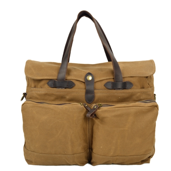 Vintage Soft Oil Wax Canvas Travel Briefcase Leisure Bag Fashion Large Capacity Briefcase Portable Messenger Bag