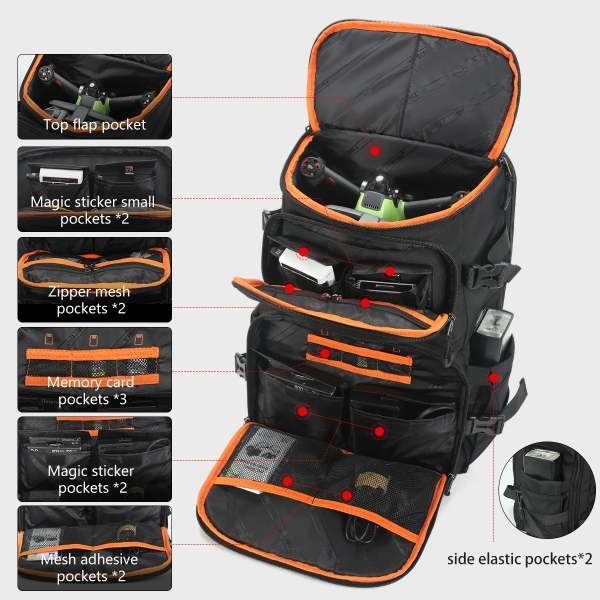Tigernu Versatile Integrated Camera Drone Backpack 15.6 inch Laptop Backpack Waterproof Cover Travel Bag - Image 3