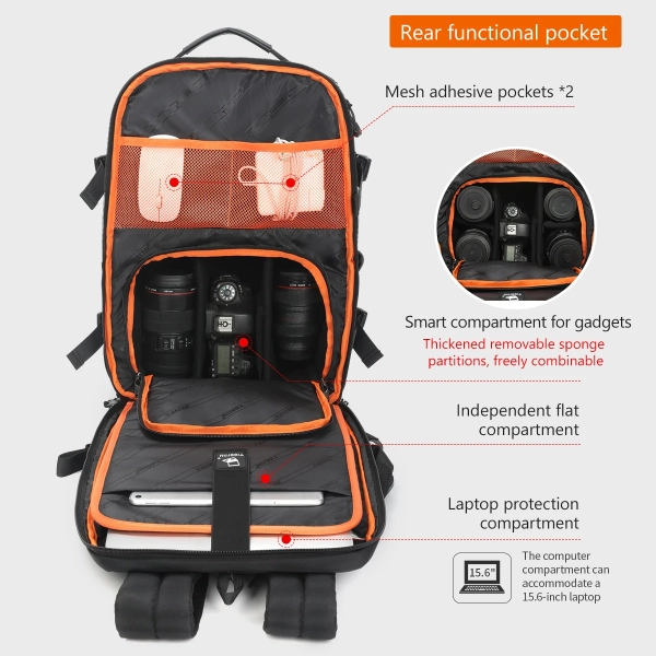 Tigernu Versatile Integrated Camera Drone Backpack 15.6 inch Laptop Backpack Waterproof Cover Travel Bag - Image 5
