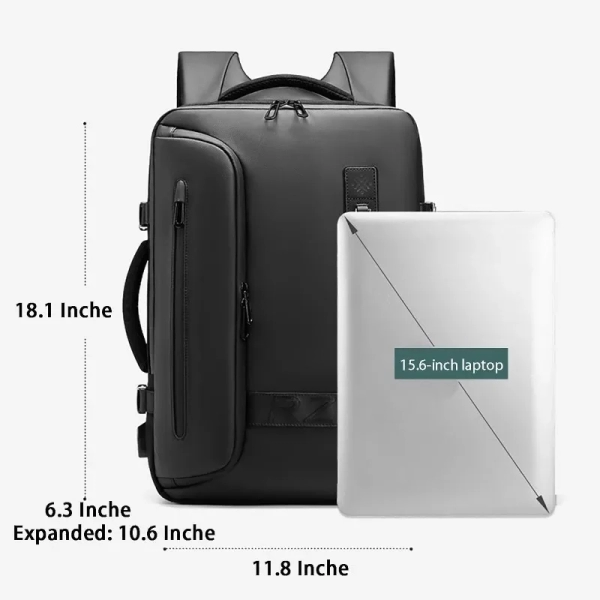 OONO Expandable Air Cushioned, Vacuum-Compressed Backpack: Waterproof, Spacious, and Versatile Business Travel Bag - Image 3