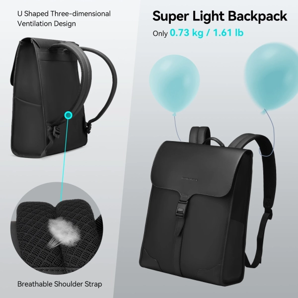 Mark Ryden Business Black Slim Backpack: Stylish 15.6-Inch Fashionable Men's Backpack with Magnetic Clasp for Casual Student Book Bag - Image 5
