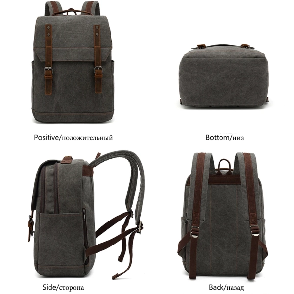 Vintage Canvas Backpack Laptop College Student School Bag For Teenager Large Capacity Classic Backpack - Image 2