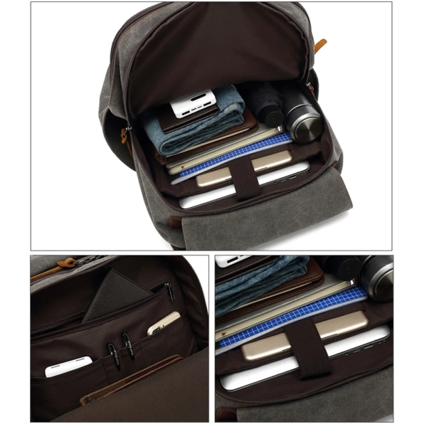 Vintage Canvas Backpack Laptop College Student School Bag For Teenager Large Capacity Classic Backpack - Image 3