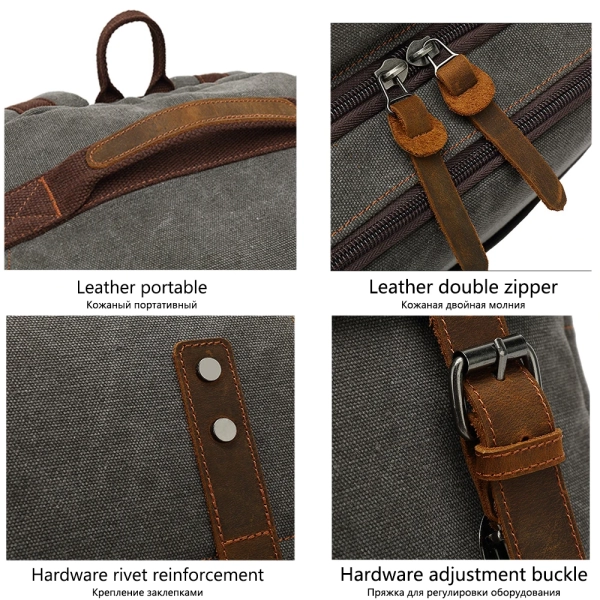 Vintage Canvas Backpack Laptop College Student School Bag For Teenager Large Capacity Classic Backpack - Image 6